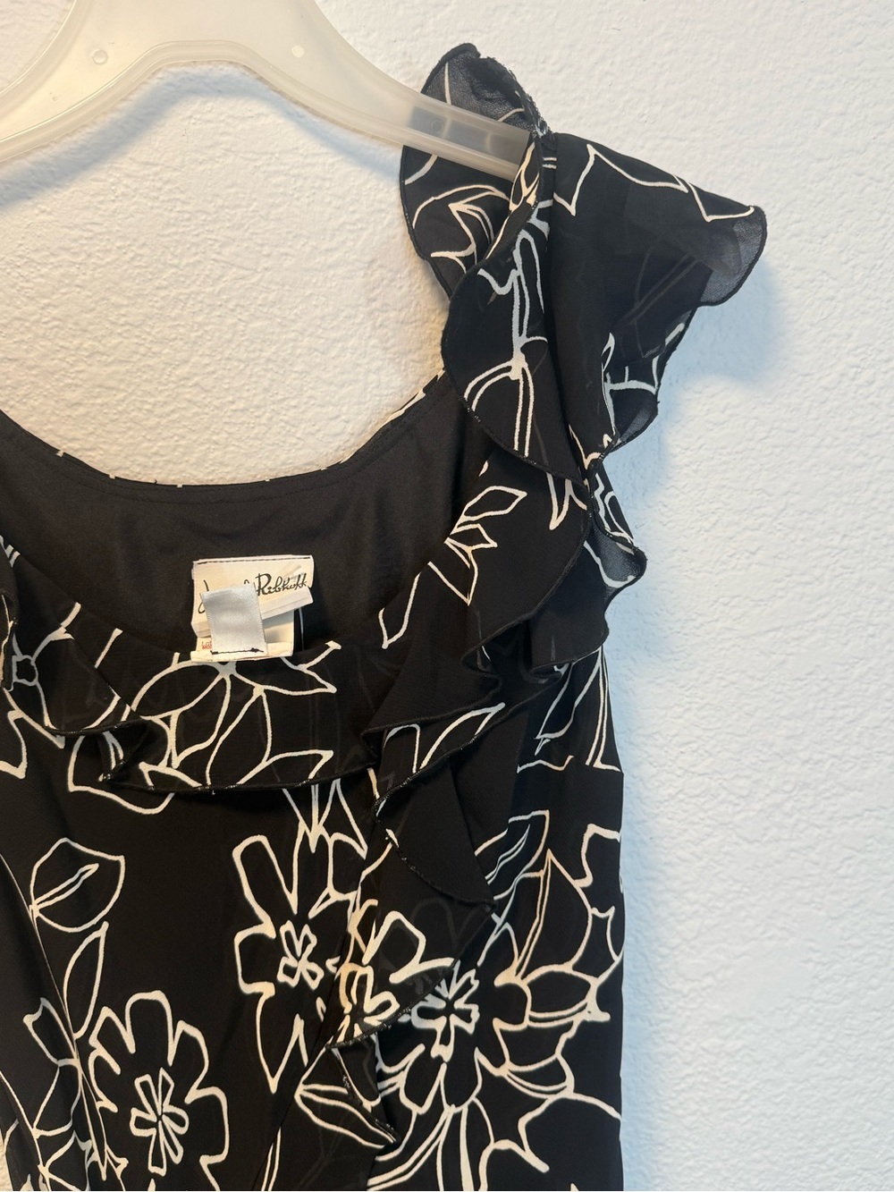 Vintage Y2K 90s Joseph Ribkoff Silk Floral Handkerchief Hem Slip Dress Black Sz6 - Picture 7 of 12